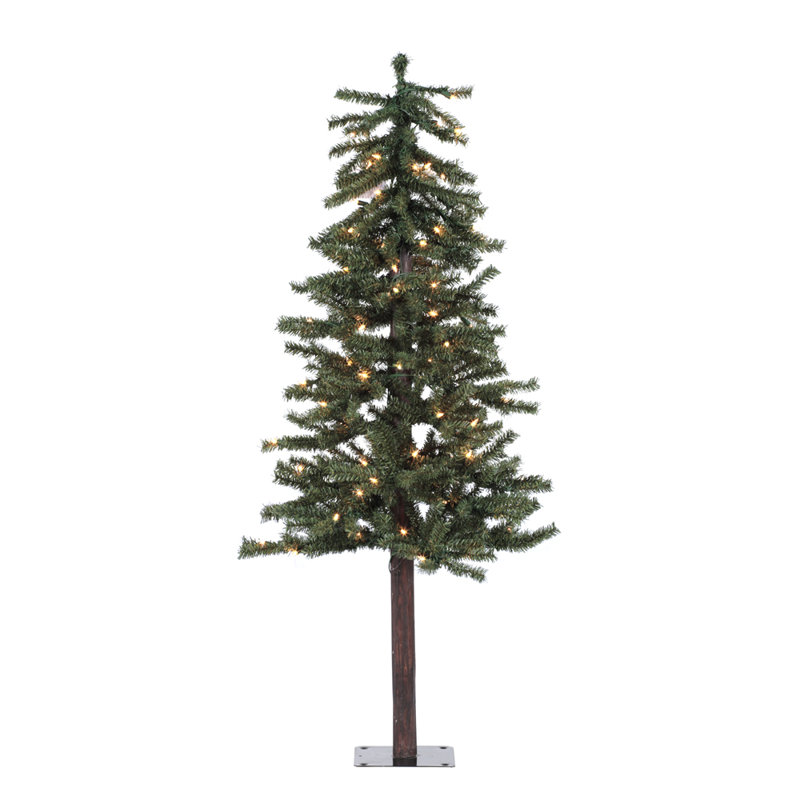 The Holiday Aisle® Natural Alpine 4' Green Cedar Artificial Christmas Tree with 100 Clear Lights